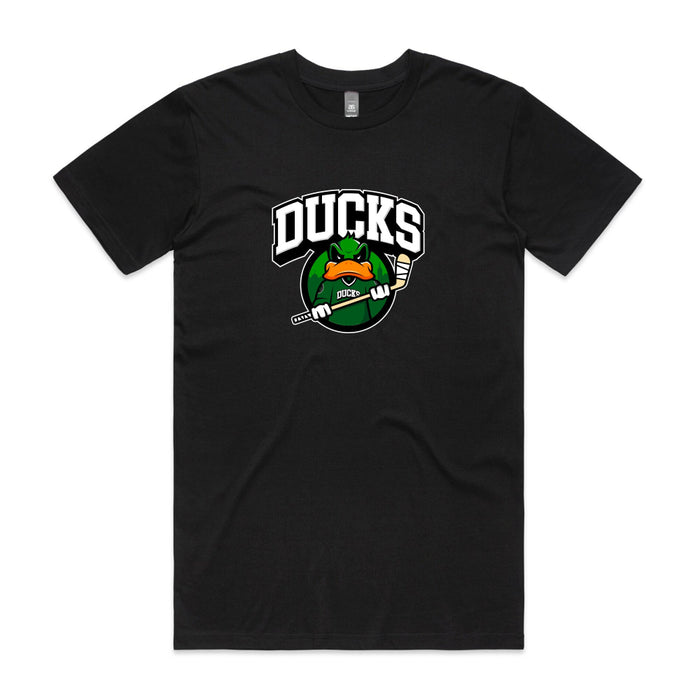 black shirt with ducks logo