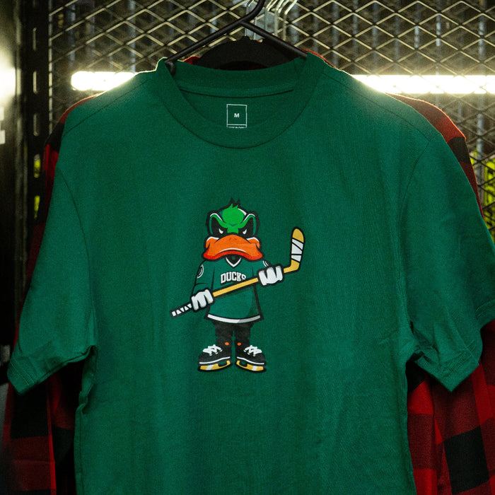green shirt with quackers logo
