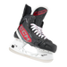 Black and red skates, with white and red laces.