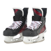 Black and red skates, with white and red laces.