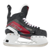 Black and red skates, with white and red laces.