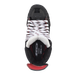 Black and red skates, with white and red laces and red lining