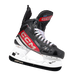 Black and red skates, with white and red laces.