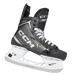 Black skates with gold accents, white laces and black lining