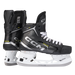 Black skates with gold accents, white laces and black lining