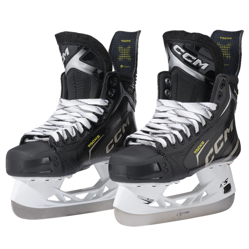 black skates with silver accents