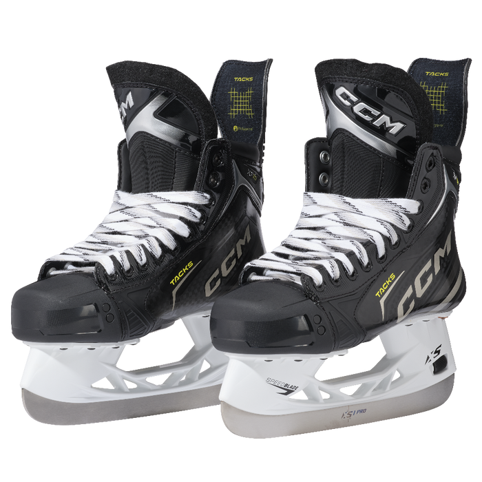 black skates with silver accents