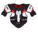 Black shoulder pad with white and red detail and red lining