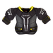 Black shoulder pad with white and yellow detail
