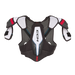 black shoulder pads with white and red details