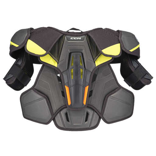 Grey shoulder pad with yellow details
