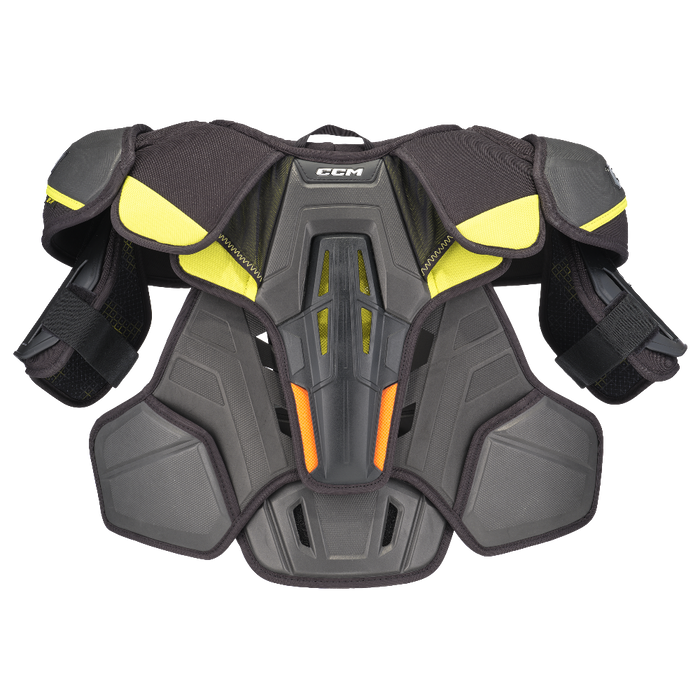 Grey shoulder pad with yellow details