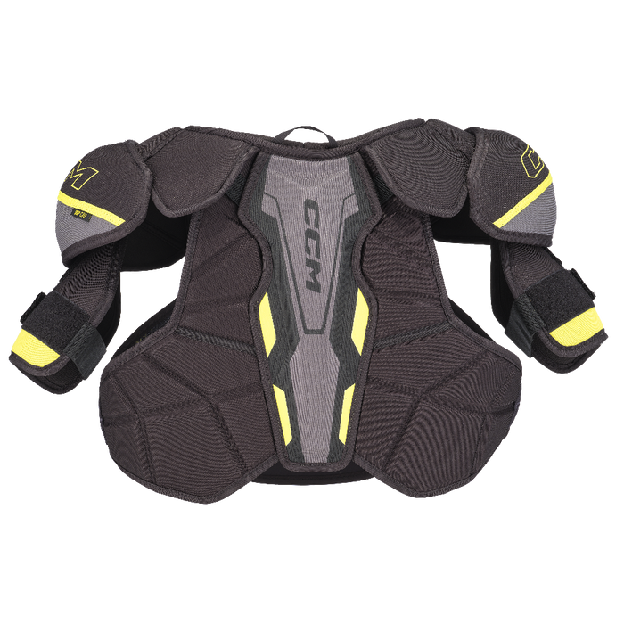 Black and yellow shoulder pads