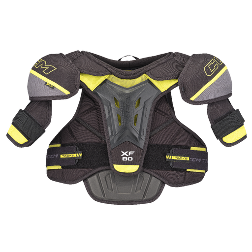 Black and yellow shoulder pads