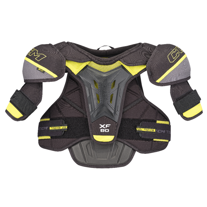 Black and yellow shoulder pads