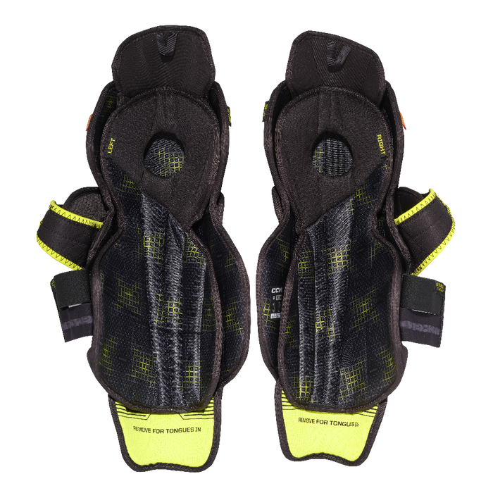 black ccm senior shin guards back