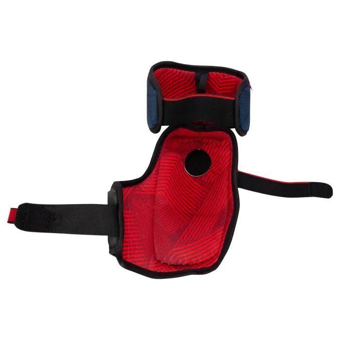 Blue elbow pads with red lining