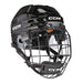 black helmet and cage with orange lining