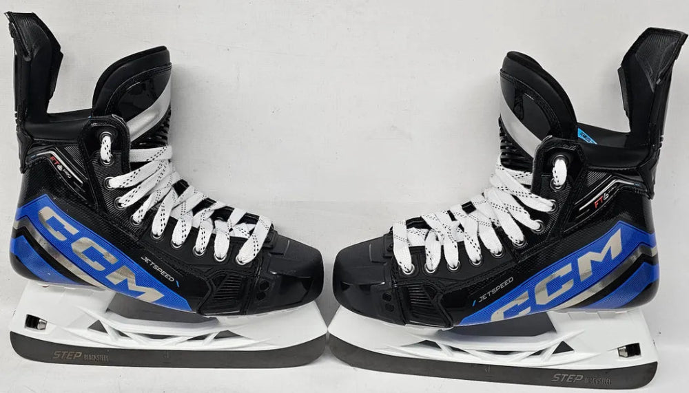 black skates with blue detail