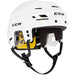 White helmet with yellow/black padding 