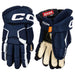 Blue gloves with white detail and off-white lining