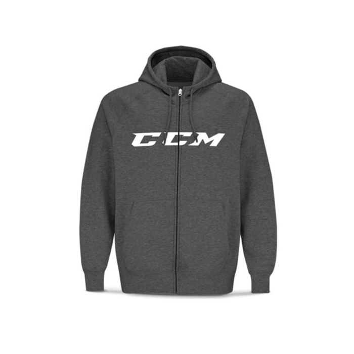 Grey full zip hoodie with white ccm logo