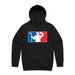 black hoodie with beer league logo