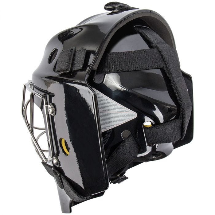 Black goalie helmet