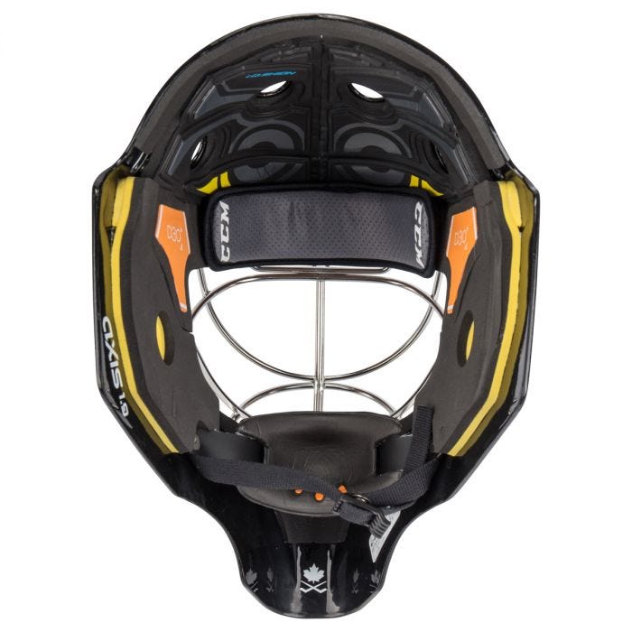 Black goalie helmet