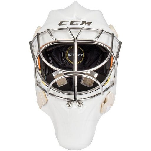 White goalie helmet