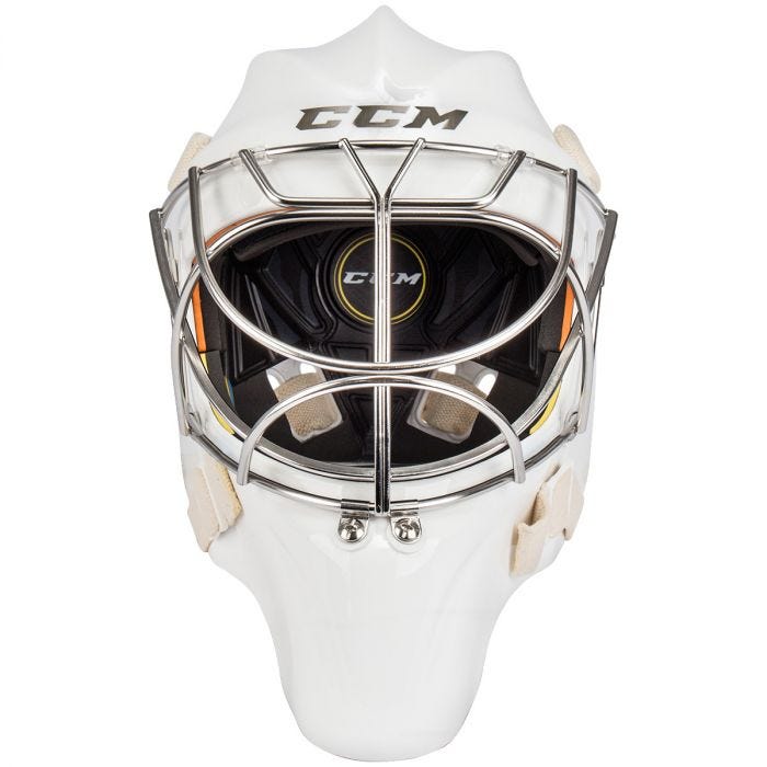 White goalie helmet