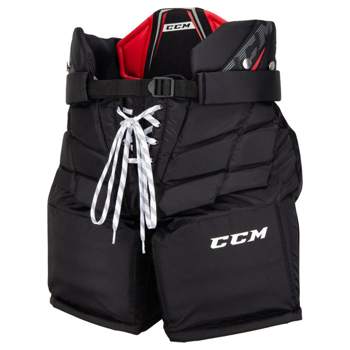 Black goalie pants with white lace