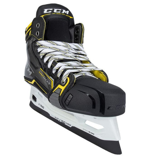Black skates with yellow features