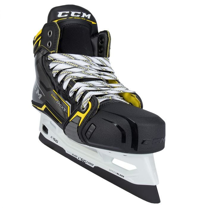 Black skates with yellow features