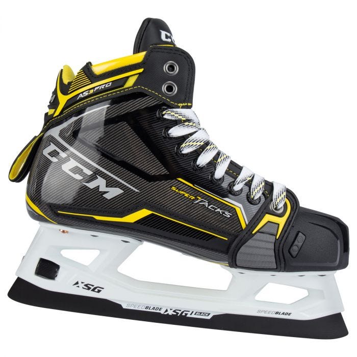 Black skates with yellow features