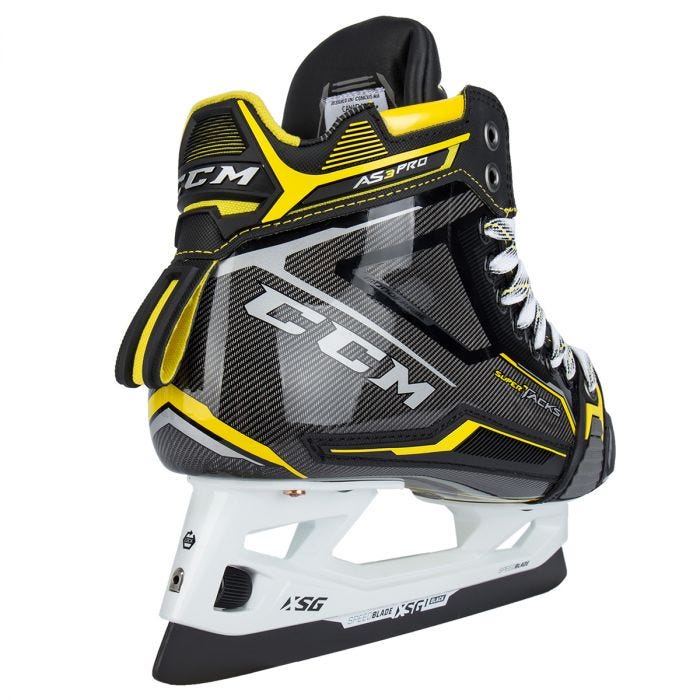 Black skates with yellow features