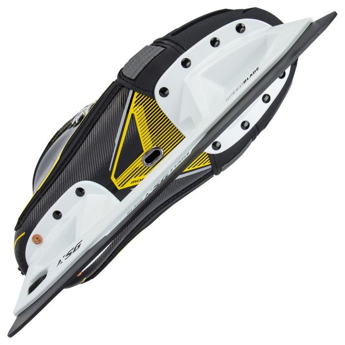 Black skates with yellow features