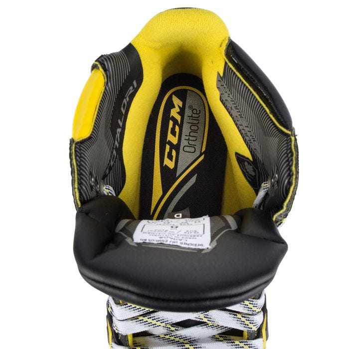 Black skates with yellow features