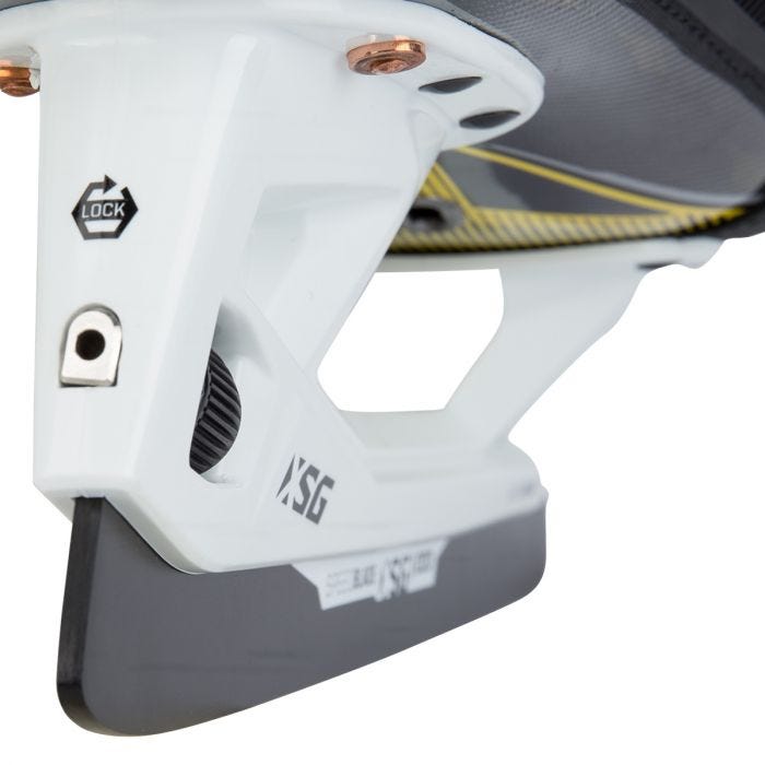 Black skates with yellow features