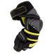 black elbow pads with yellow detail and lining