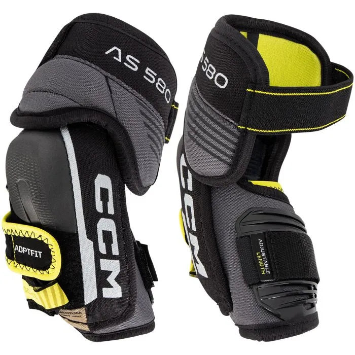 black elbow pads with yellow detail and lining