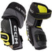 black elbow pads with yellow detail and lining