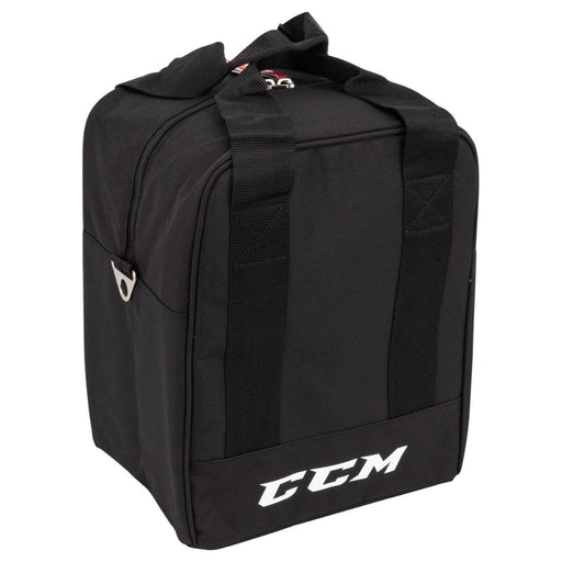 Black puck bag with white ccm logo