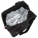 Black puck bag with silver lining