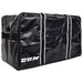 Black hockey gear bag with white detail