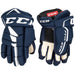 Blue gloves with white detail and off white palm