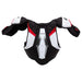 Black shoulder pad with white and red detail and red lining