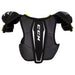 Black shoulder pad with white and yellow detail