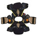 Black shoulder pads with orange detail and lining