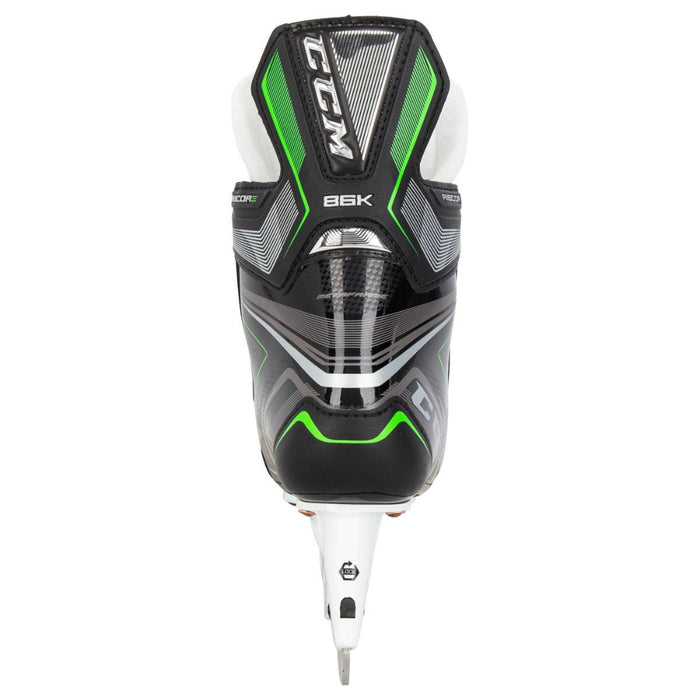 Black skates with green features. White laces. 